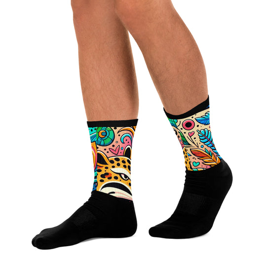 Black Foot Socks with Animal Wallpaper Symbol