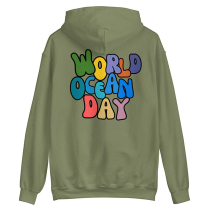 Heavy Blend Hoodie with World Ocean Day Symbol