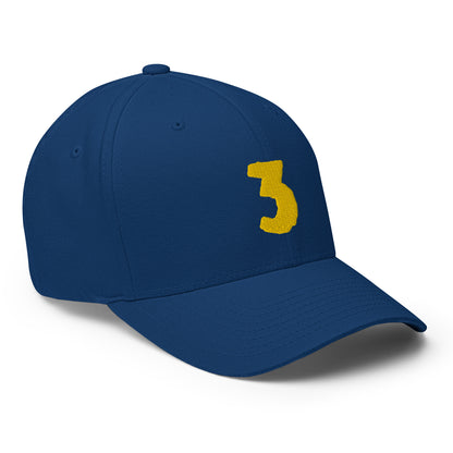 Baseball Cap with Number 3 Three Symbol