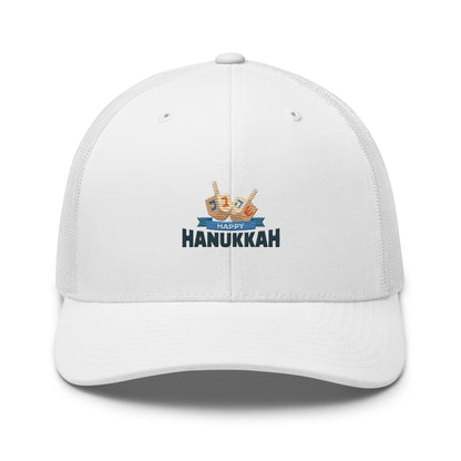 Mesh Cap with Happy Hanukkah Symbol