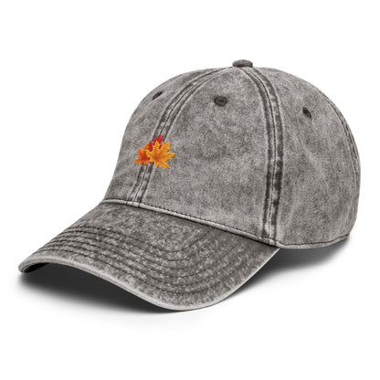 Vintage Dad Cap with Fall Leaves Symbol